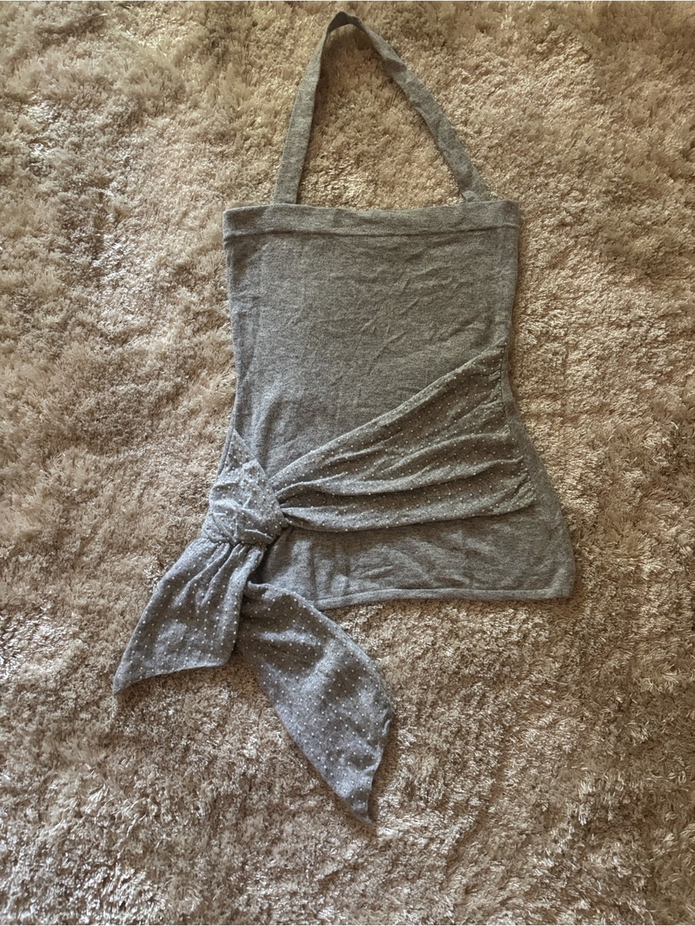 Gray Halter Top with Side Tie Detail